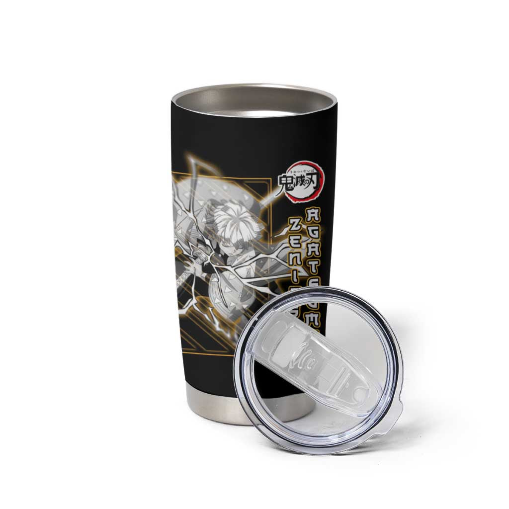 Agatsuma Zenitsu Demon Slayer Tumbler Cup with Yellow and Black Lightning Style Design - The Mazicc