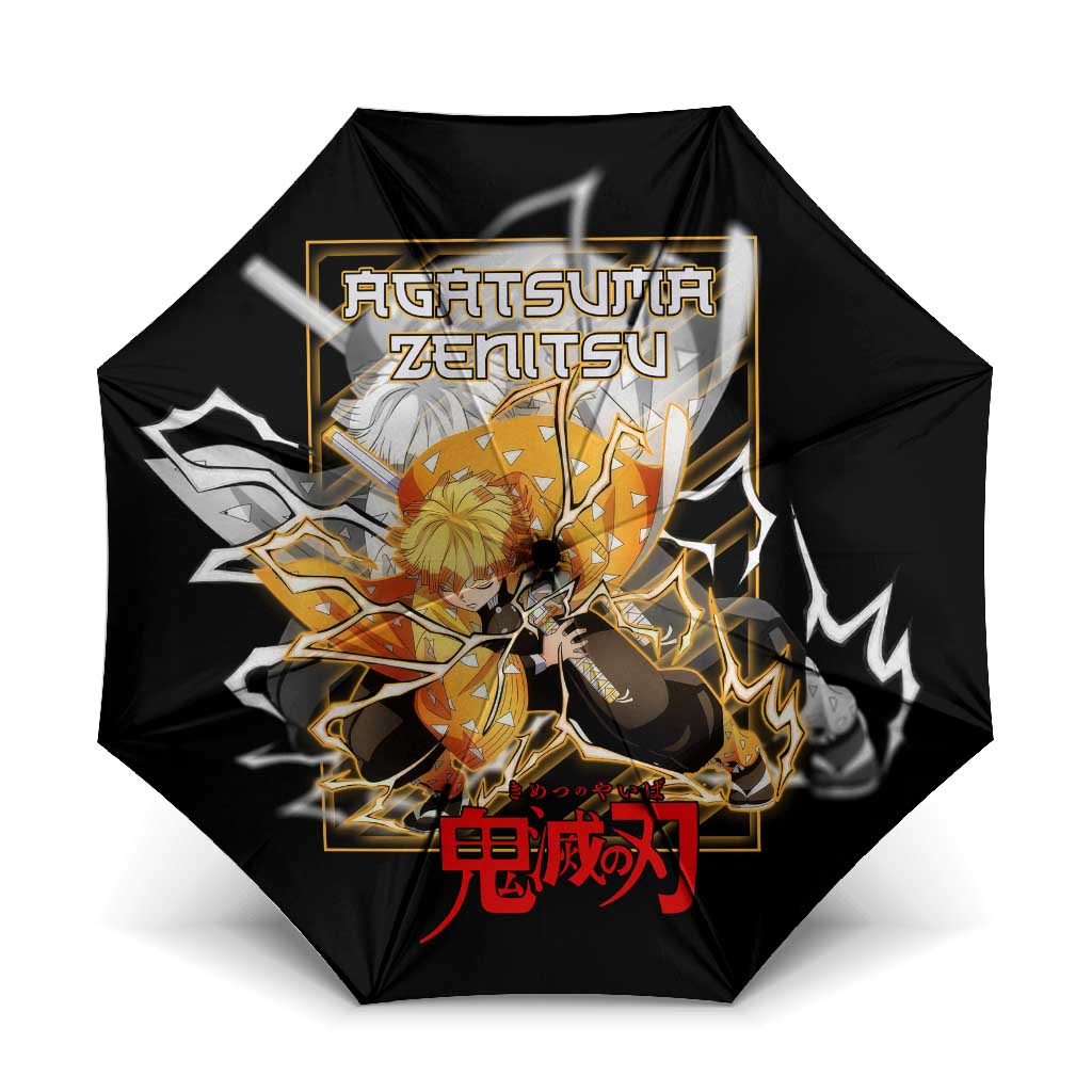 Agatsuma Zenitsu Demon Slayer Umbrella with Yellow and Black Lightning Style Design - The Mazicc