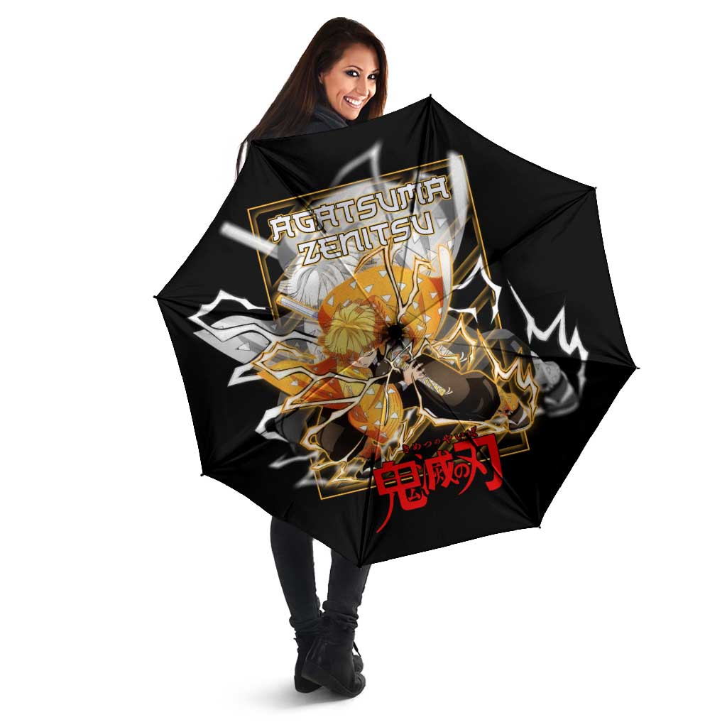 Agatsuma Zenitsu Demon Slayer Umbrella with Yellow and Black Lightning Style Design - The Mazicc