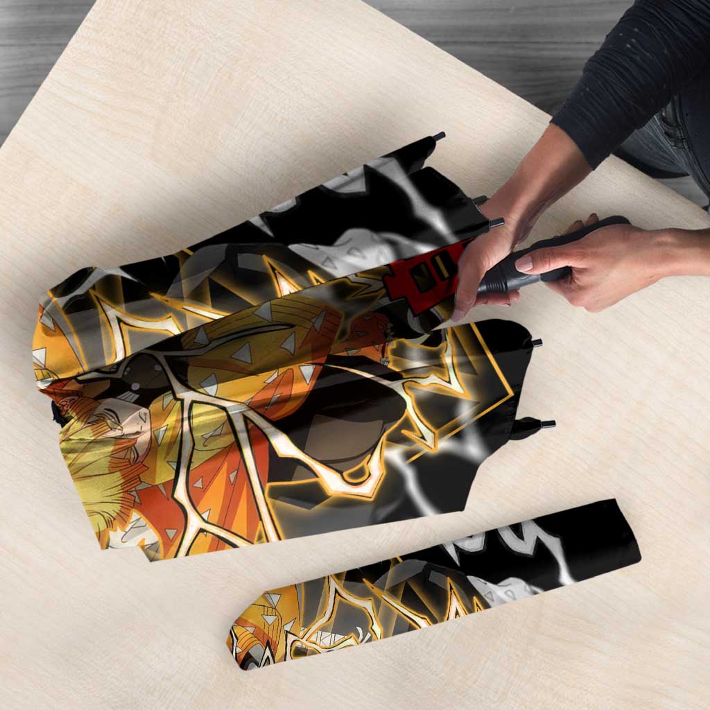 Agatsuma Zenitsu Demon Slayer Umbrella with Yellow and Black Lightning Style Design - The Mazicc