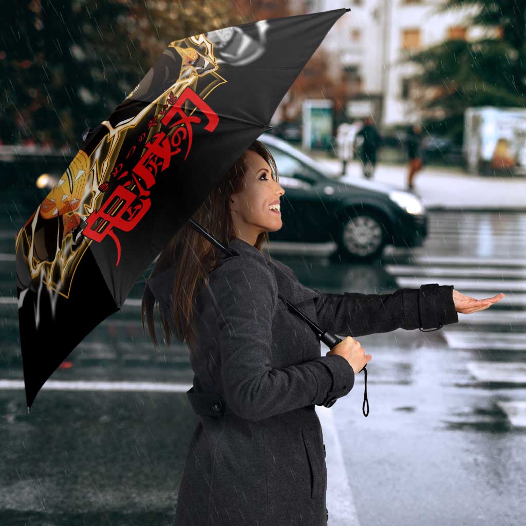 Agatsuma Zenitsu Demon Slayer Umbrella with Yellow and Black Lightning Style Design - The Mazicc