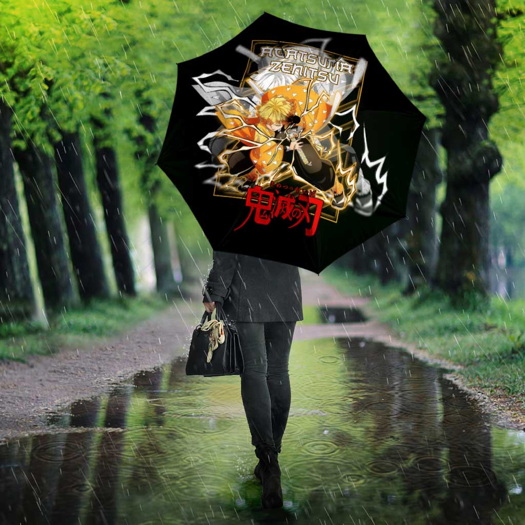 Agatsuma Zenitsu Demon Slayer Umbrella with Yellow and Black Lightning Style Design - The Mazicc