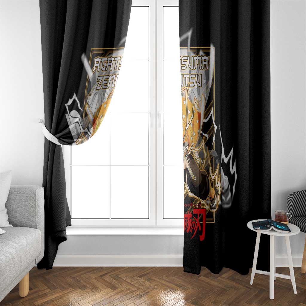 Agatsuma Zenitsu Demon Slayer Window Curtain with Yellow and Black Lightning Style Design - The Mazicc
