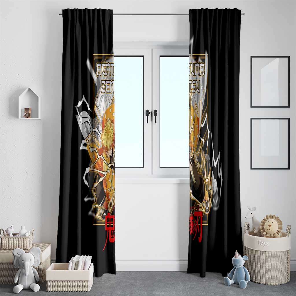 Agatsuma Zenitsu Demon Slayer Window Curtain with Yellow and Black Lightning Style Design - The Mazicc