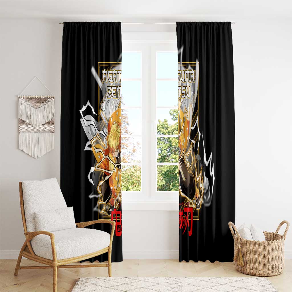 Agatsuma Zenitsu Demon Slayer Window Curtain with Yellow and Black Lightning Style Design - The Mazicc