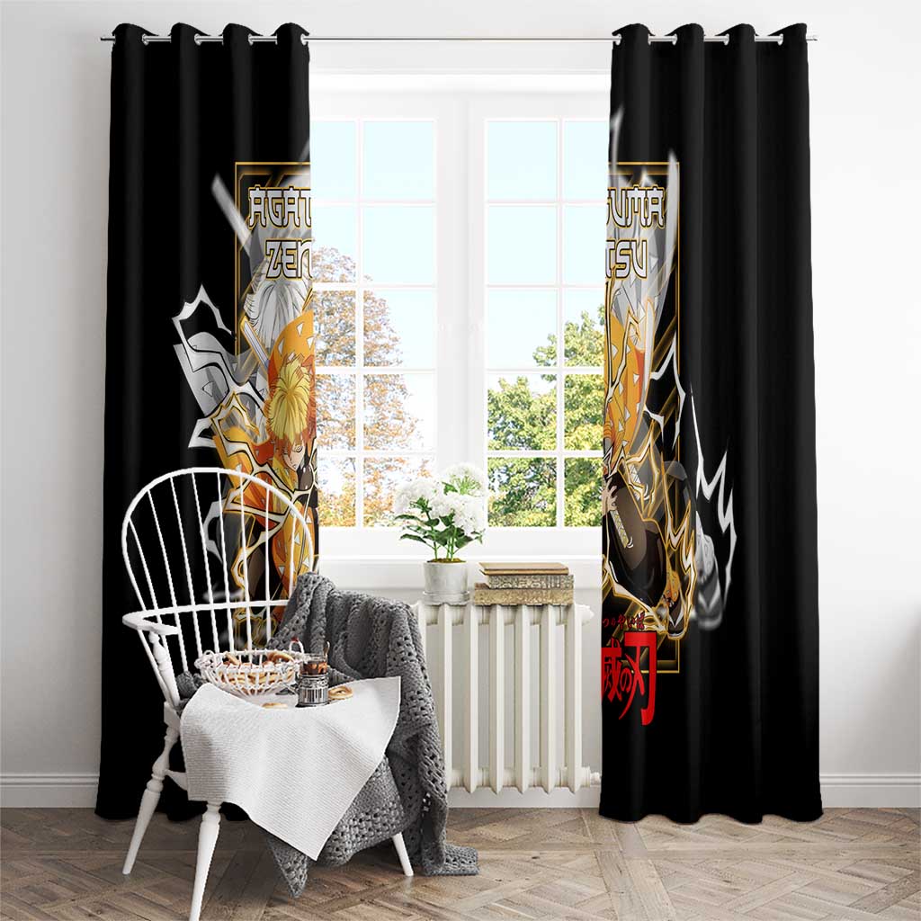 Agatsuma Zenitsu Demon Slayer Window Curtain with Yellow and Black Lightning Style Design - The Mazicc