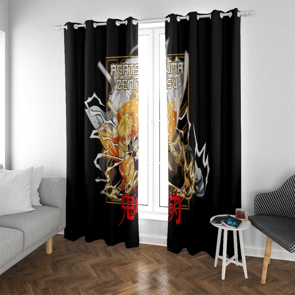 Agatsuma Zenitsu Demon Slayer Window Curtain with Yellow and Black Lightning Style Design - The Mazicc