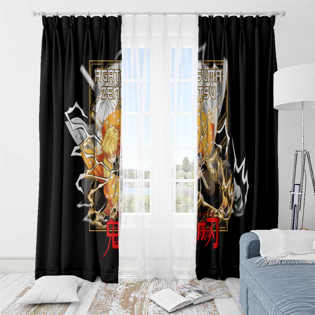 Agatsuma Zenitsu Demon Slayer Window Curtain with Yellow and Black Lightning Style Design - The Mazicc
