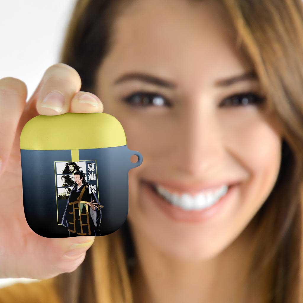 Suguru Geto from Jujutsu Kaisen AirPods Case with Yellow and Blue Background and Multiple Poses Design - The Mazicc