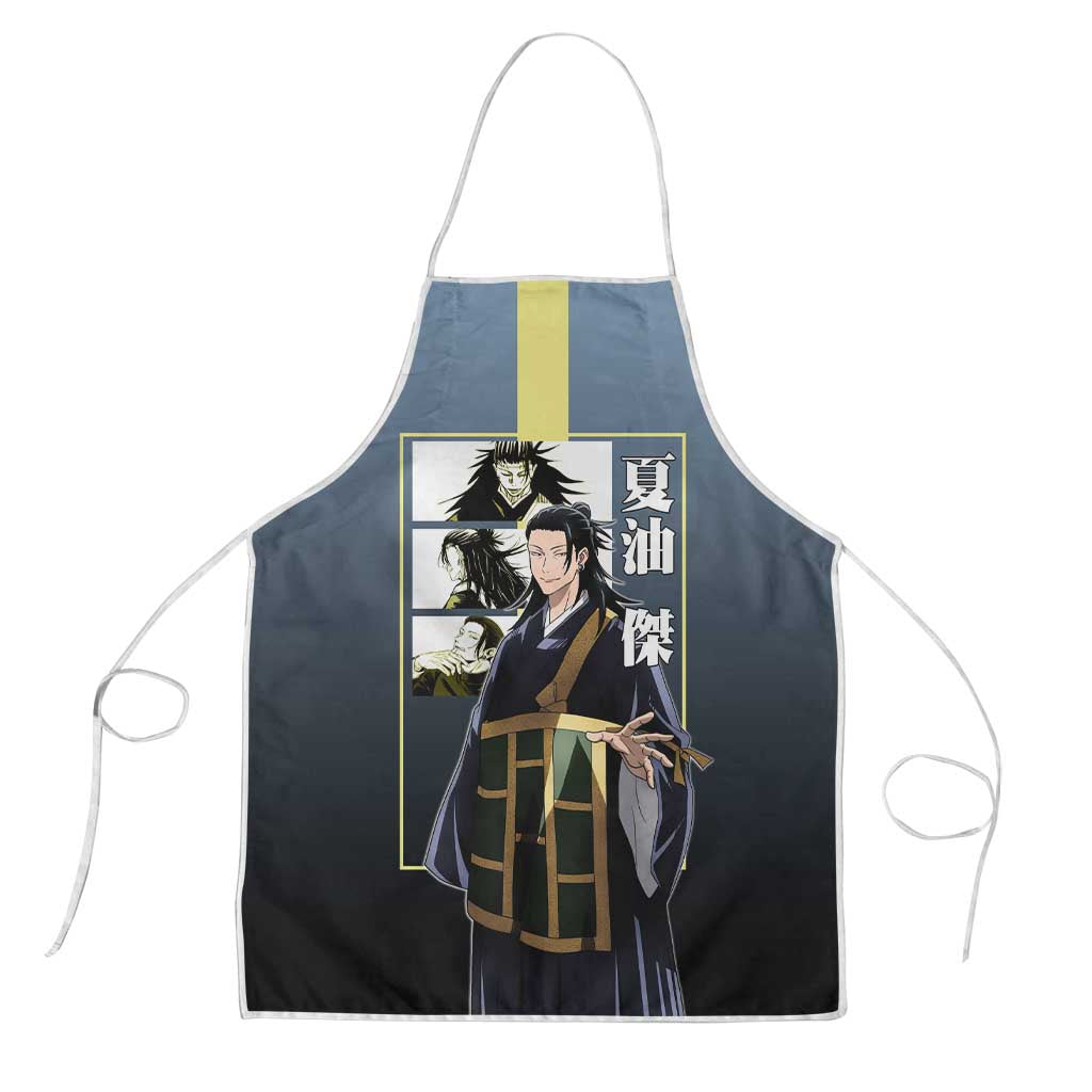 Suguru Geto from Jujutsu Kaisen Apron with Yellow and Blue Background and Multiple Poses Design - The Mazicc