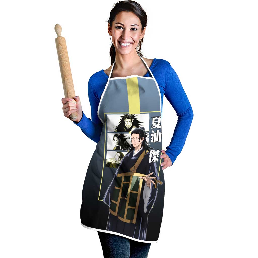 Suguru Geto from Jujutsu Kaisen Apron with Yellow and Blue Background and Multiple Poses Design - The Mazicc