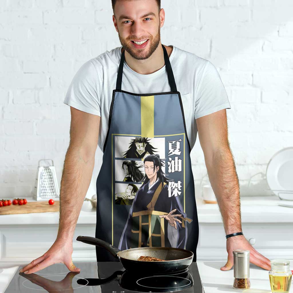 Suguru Geto from Jujutsu Kaisen Apron with Yellow and Blue Background and Multiple Poses Design - The Mazicc