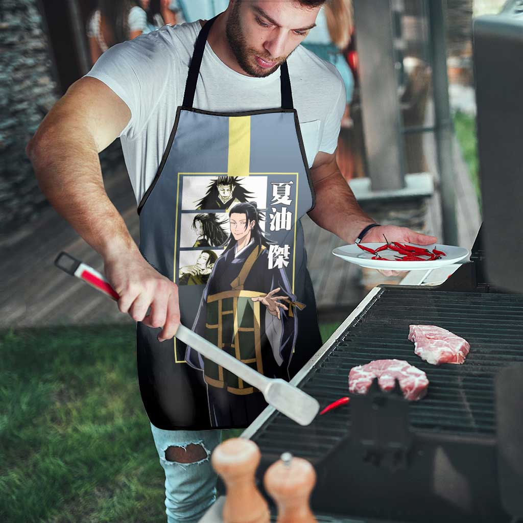 Suguru Geto from Jujutsu Kaisen Apron with Yellow and Blue Background and Multiple Poses Design - The Mazicc