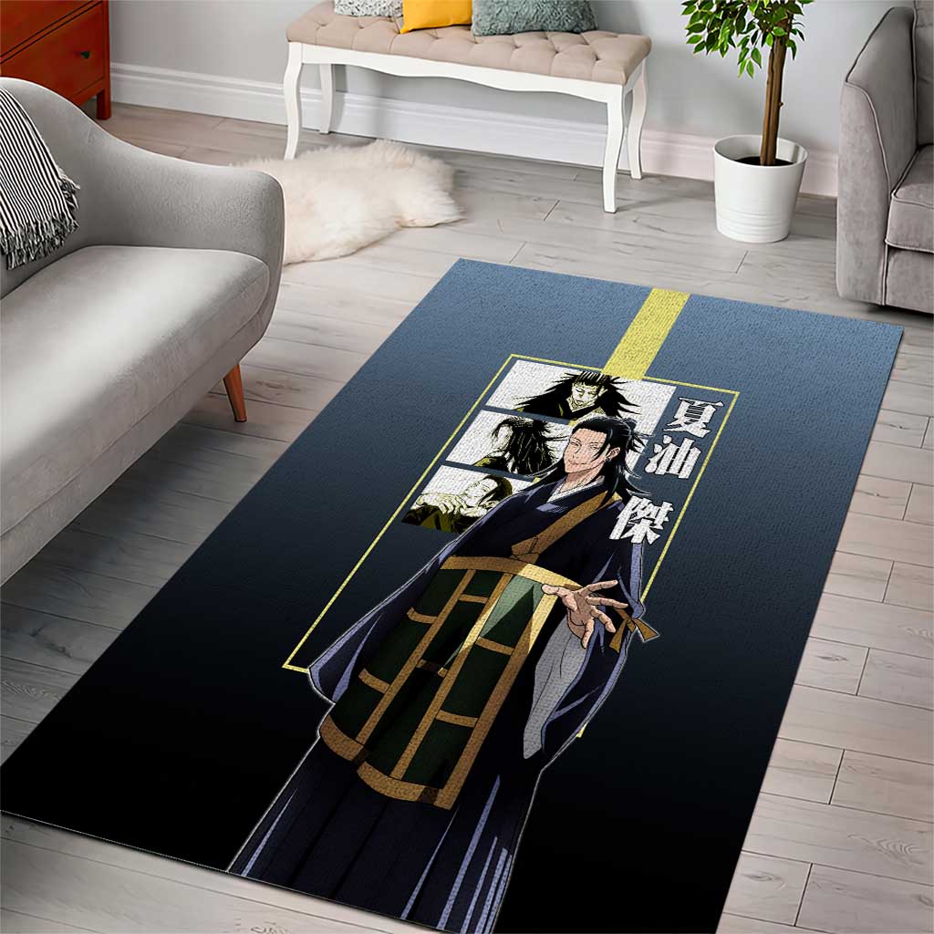 Suguru Geto from Jujutsu Kaisen Area Rug with Yellow and Blue Background and Multiple Poses Design - The Mazicc