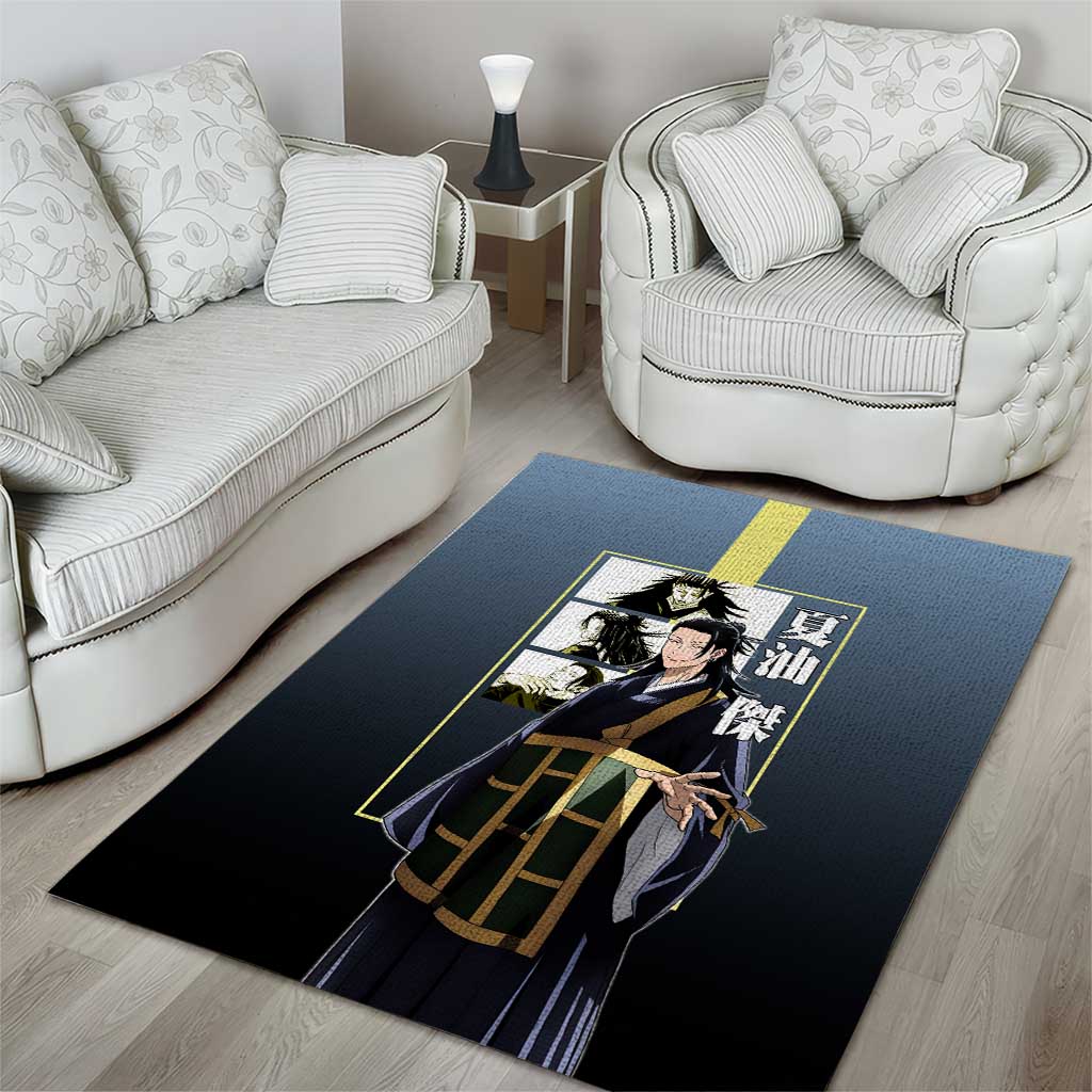 Suguru Geto from Jujutsu Kaisen Area Rug with Yellow and Blue Background and Multiple Poses Design - The Mazicc