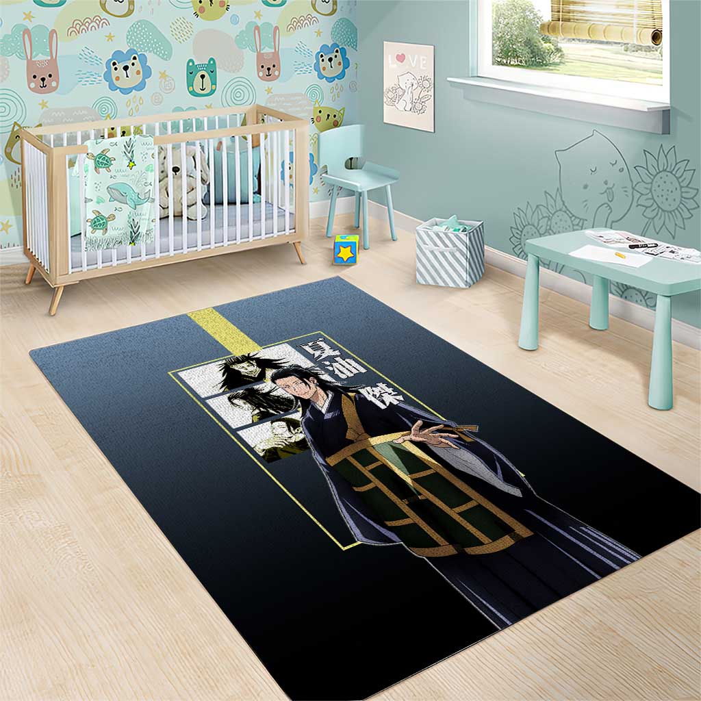 Suguru Geto from Jujutsu Kaisen Area Rug with Yellow and Blue Background and Multiple Poses Design - The Mazicc