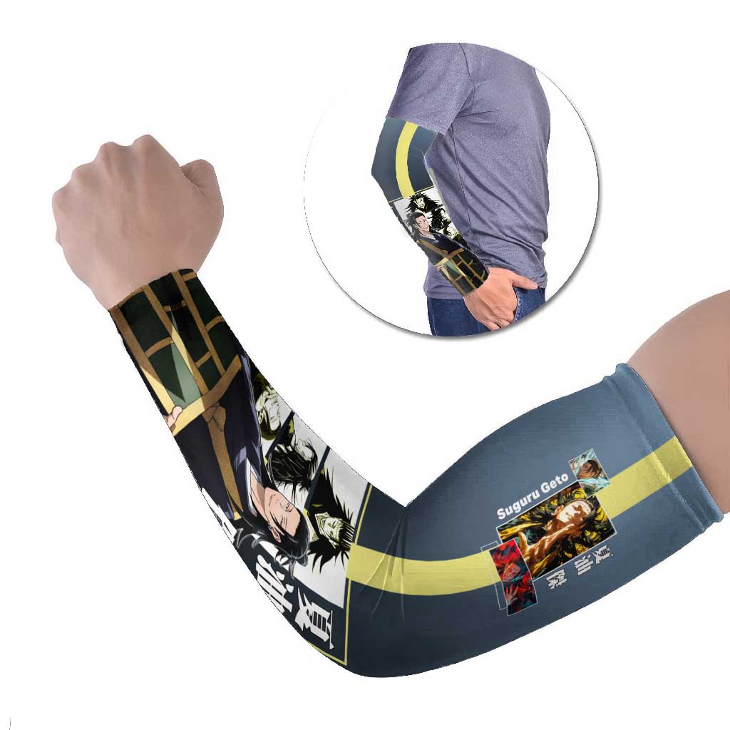 Suguru Geto from Jujutsu Kaisen Arm Sleeves with Yellow and Blue Background and Multiple Poses Design - The Mazicc