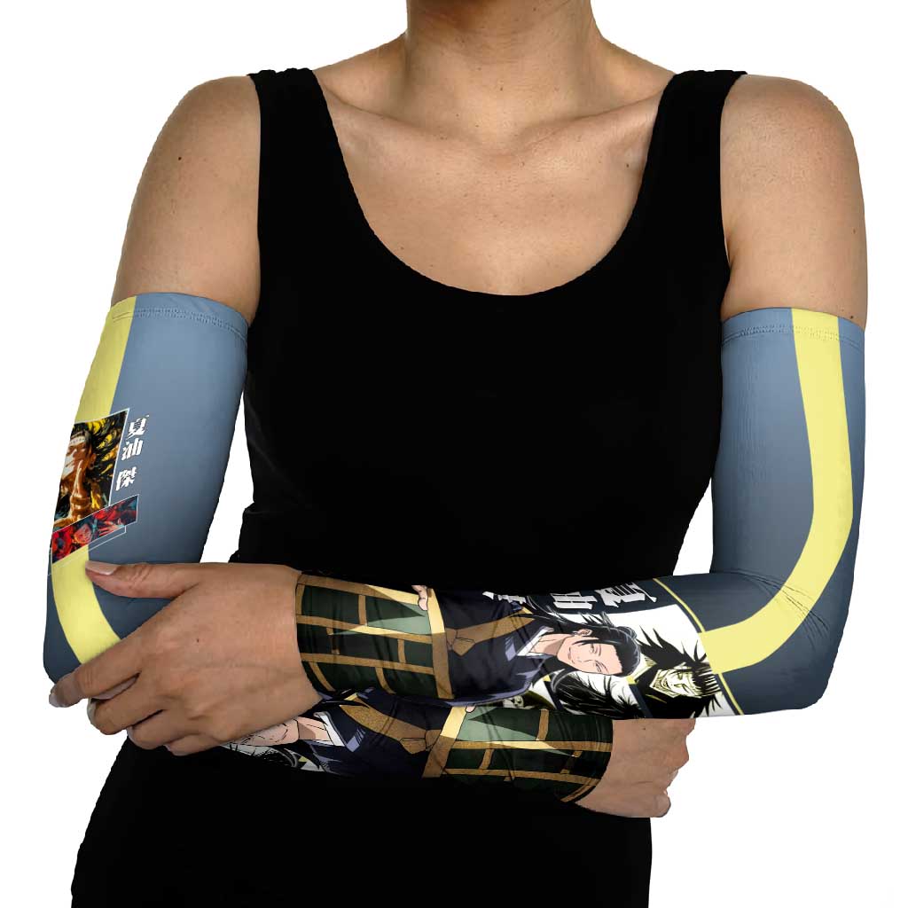 Suguru Geto from Jujutsu Kaisen Arm Sleeves with Yellow and Blue Background and Multiple Poses Design - The Mazicc