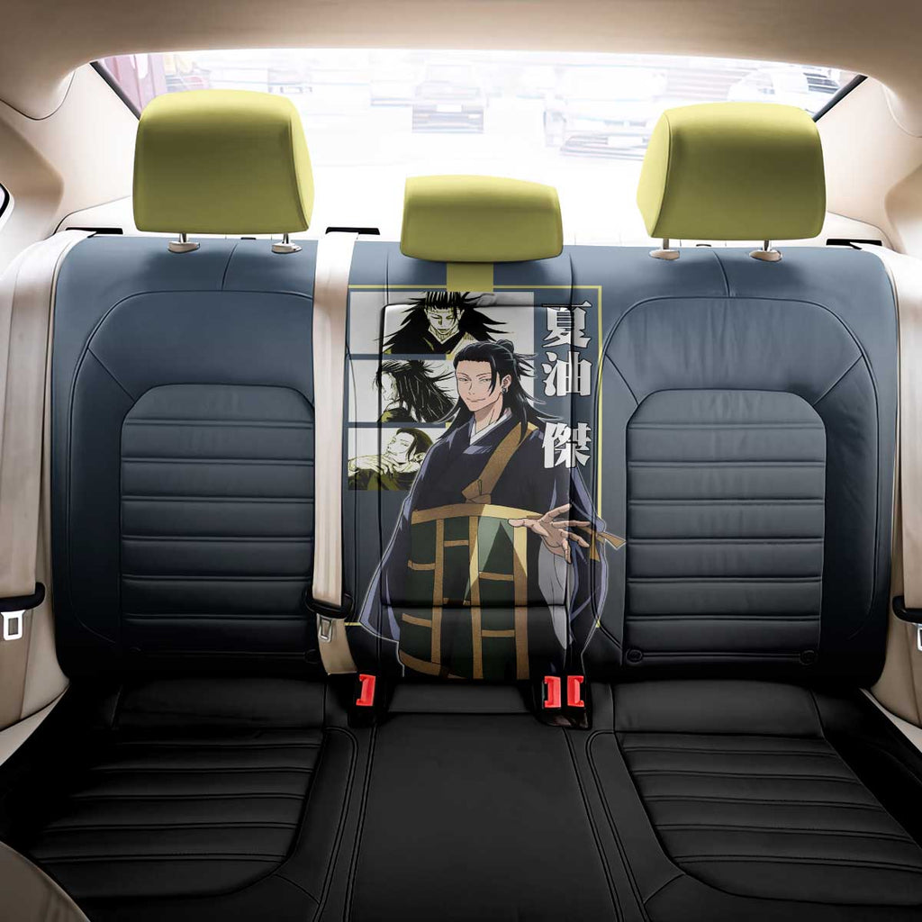 Suguru Geto from Jujutsu Kaisen Back Car Seat Cover with Yellow and Blue Background and Multiple Poses Design - The Mazicc