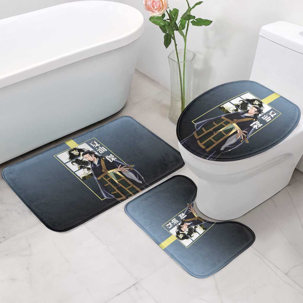 Suguru Geto from Jujutsu Kaisen Bathroom Set with Yellow and Blue Background and Multiple Poses Design - The Mazicc