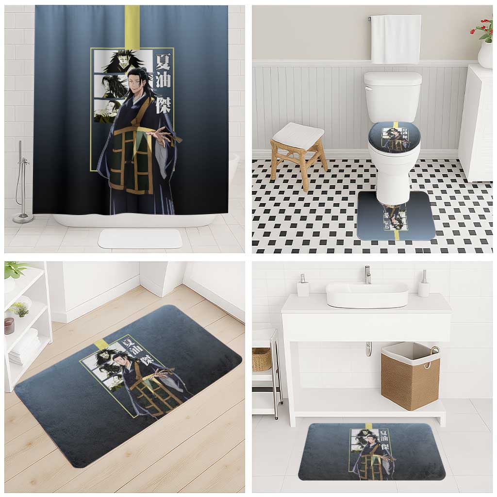 Suguru Geto from Jujutsu Kaisen Bathroom Set with Yellow and Blue Background and Multiple Poses Design - The Mazicc