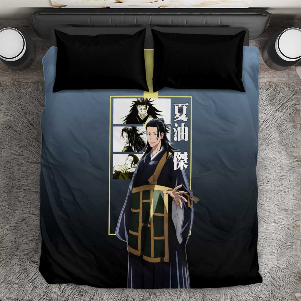 Suguru Geto from Jujutsu Kaisen Bedding Set with Yellow and Blue Background and Multiple Poses Design - The Mazicc