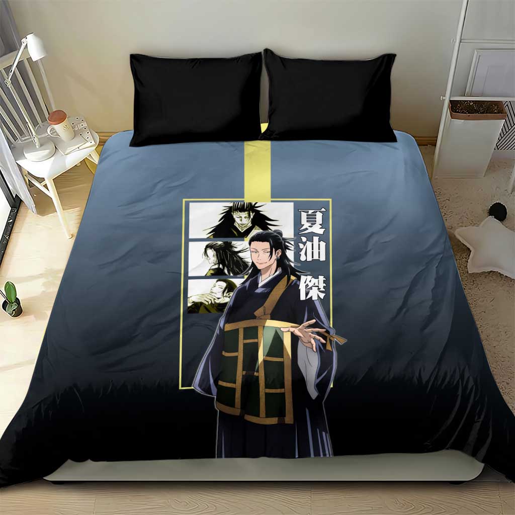 Suguru Geto from Jujutsu Kaisen Bedding Set with Yellow and Blue Background and Multiple Poses Design - The Mazicc