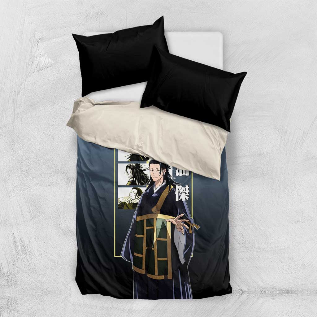 Suguru Geto from Jujutsu Kaisen Bedding Set with Yellow and Blue Background and Multiple Poses Design - The Mazicc