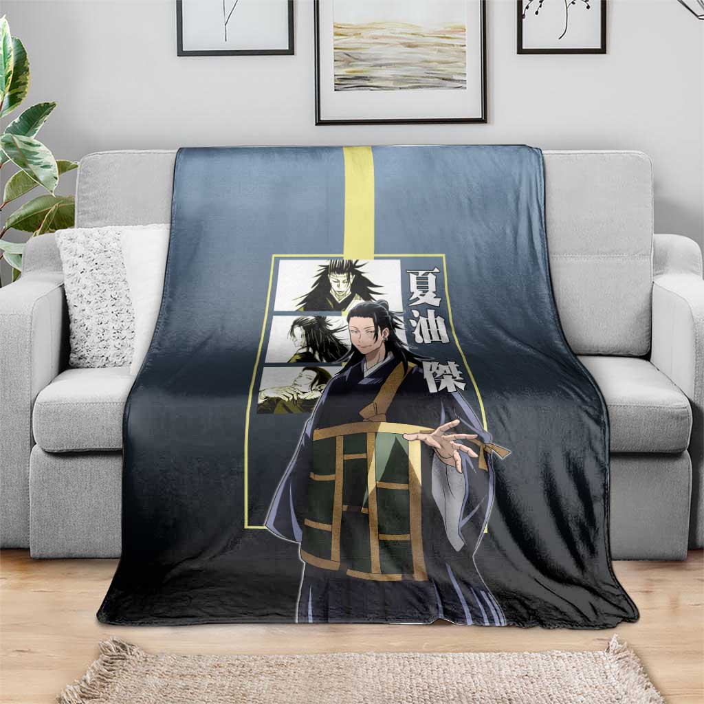Suguru Geto from Jujutsu Kaisen Blanket with Yellow and Blue Background and Multiple Poses Design - The Mazicc