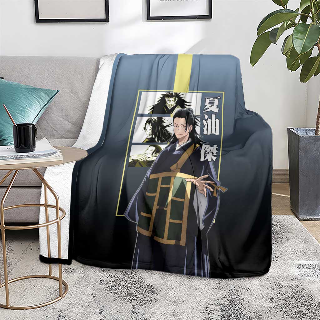 Suguru Geto from Jujutsu Kaisen Blanket with Yellow and Blue Background and Multiple Poses Design - The Mazicc