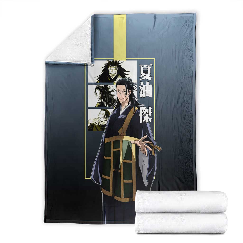 Suguru Geto from Jujutsu Kaisen Blanket with Yellow and Blue Background and Multiple Poses Design - The Mazicc