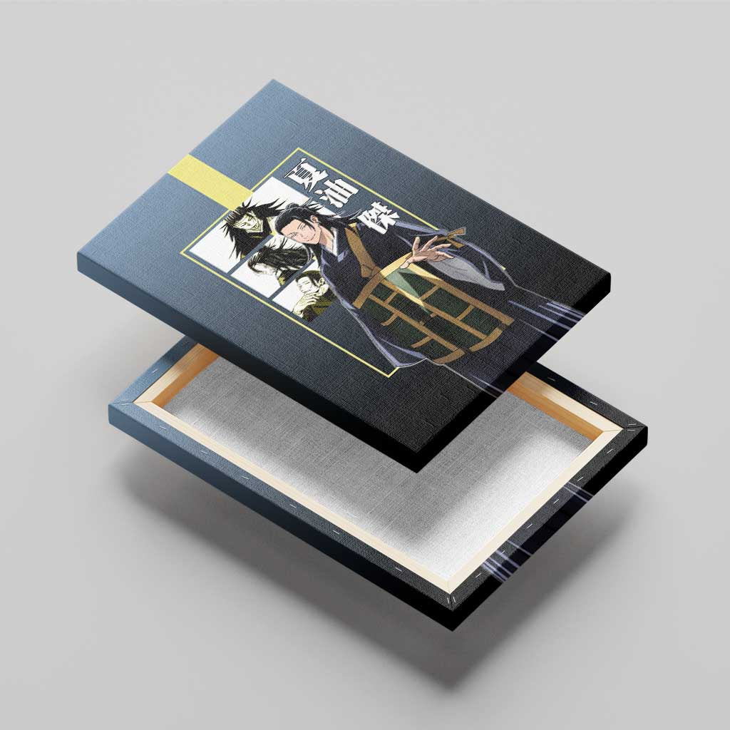 Suguru Geto from Jujutsu Kaisen Canvas Wall Art with Yellow and Blue Background and Multiple Poses Design - The Mazicc