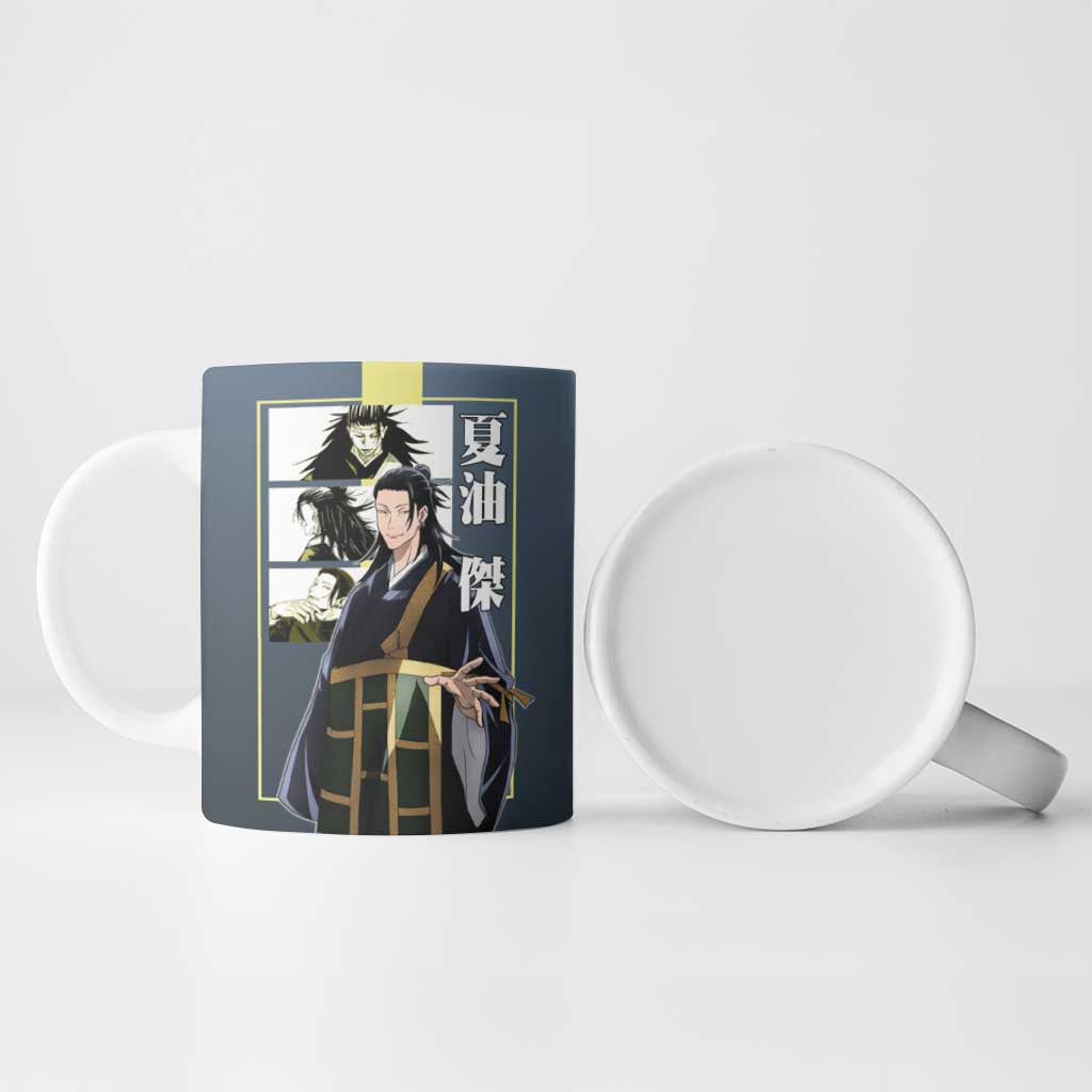 Suguru Geto from Jujutsu Kaisen Ceramic Mug with Yellow and Blue Background and Multiple Poses Design - The Mazicc