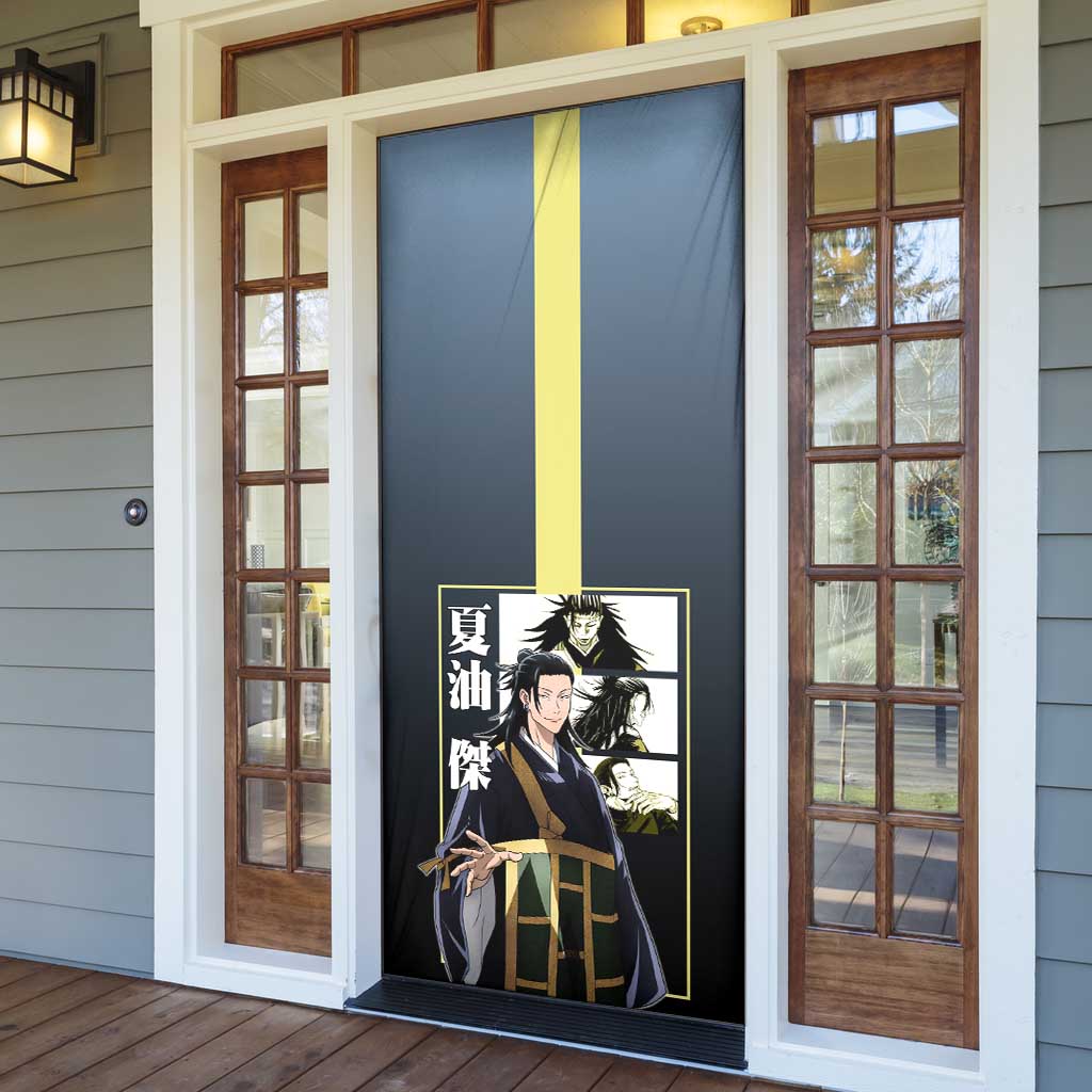 Suguru Geto from Jujutsu Kaisen Door Cover with Yellow and Blue Background and Multiple Poses Design - The Mazicc
