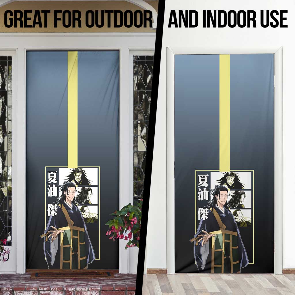 Suguru Geto from Jujutsu Kaisen Door Cover with Yellow and Blue Background and Multiple Poses Design - The Mazicc