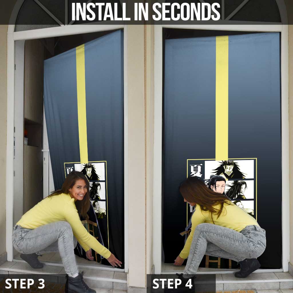 Suguru Geto from Jujutsu Kaisen Door Cover with Yellow and Blue Background and Multiple Poses Design - The Mazicc
