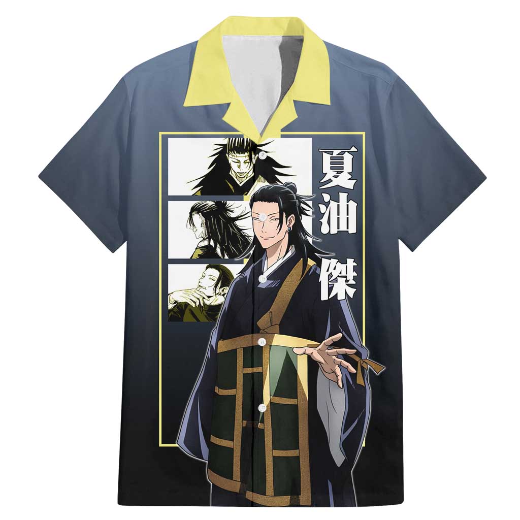 Suguru Geto from Jujutsu Kaisen Family Matching Mermaid Dress and Hawaiian Shirt with Yellow and Blue Background and Multiple Poses Design - The Mazicc