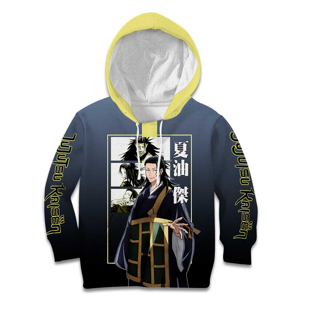 Suguru Geto from Jujutsu Kaisen Kid Hoodie with Yellow and Blue Background and Multiple Poses Design - The Mazicc
