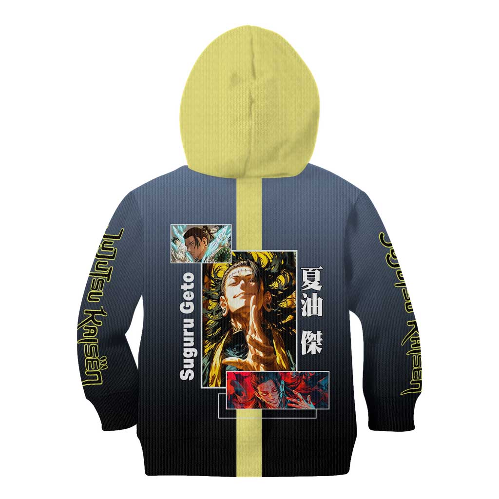 Suguru Geto from Jujutsu Kaisen Kid Hoodie with Yellow and Blue Background and Multiple Poses Design - The Mazicc