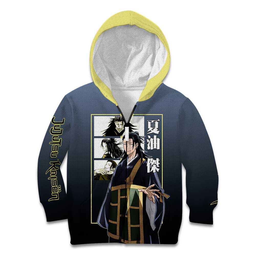 Suguru Geto from Jujutsu Kaisen Kid Hoodie with Yellow and Blue Background and Multiple Poses Design - The Mazicc
