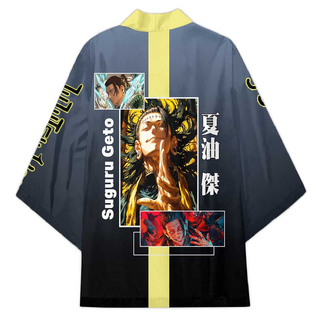 Suguru Geto from Jujutsu Kaisen Kimono with Yellow and Blue Background and Multiple Poses Design - The Mazicc
