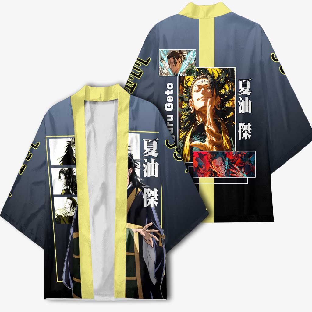 Suguru Geto from Jujutsu Kaisen Kimono with Yellow and Blue Background and Multiple Poses Design - The Mazicc