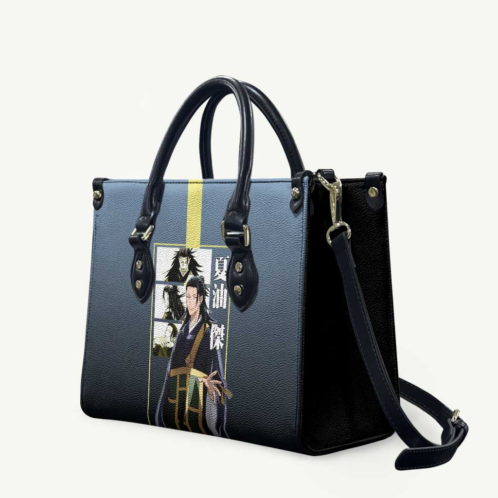 Suguru Geto from Jujutsu Kaisen Leather Bag with Yellow and Blue Background and Multiple Poses Design - The Mazicc