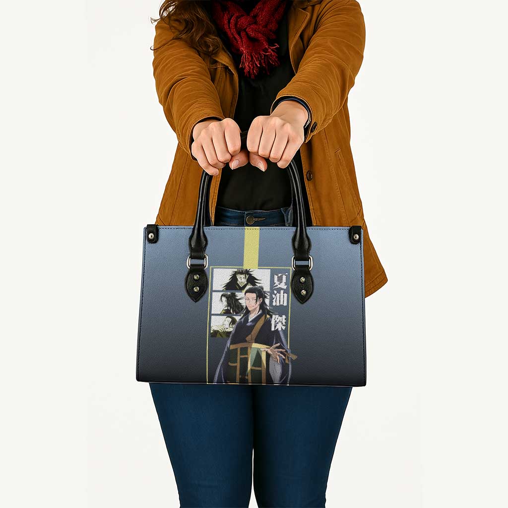 Suguru Geto from Jujutsu Kaisen Leather Bag with Yellow and Blue Background and Multiple Poses Design - The Mazicc