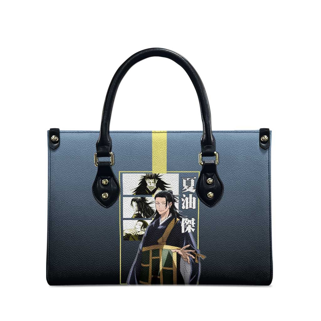 Suguru Geto from Jujutsu Kaisen Leather Bag with Yellow and Blue Background and Multiple Poses Design - The Mazicc