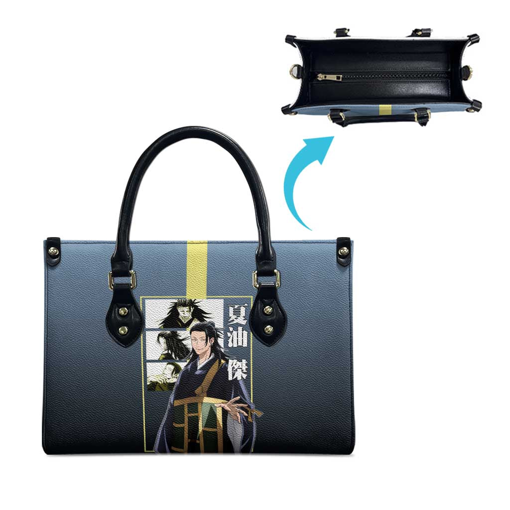 Suguru Geto from Jujutsu Kaisen Leather Bag with Yellow and Blue Background and Multiple Poses Design - The Mazicc