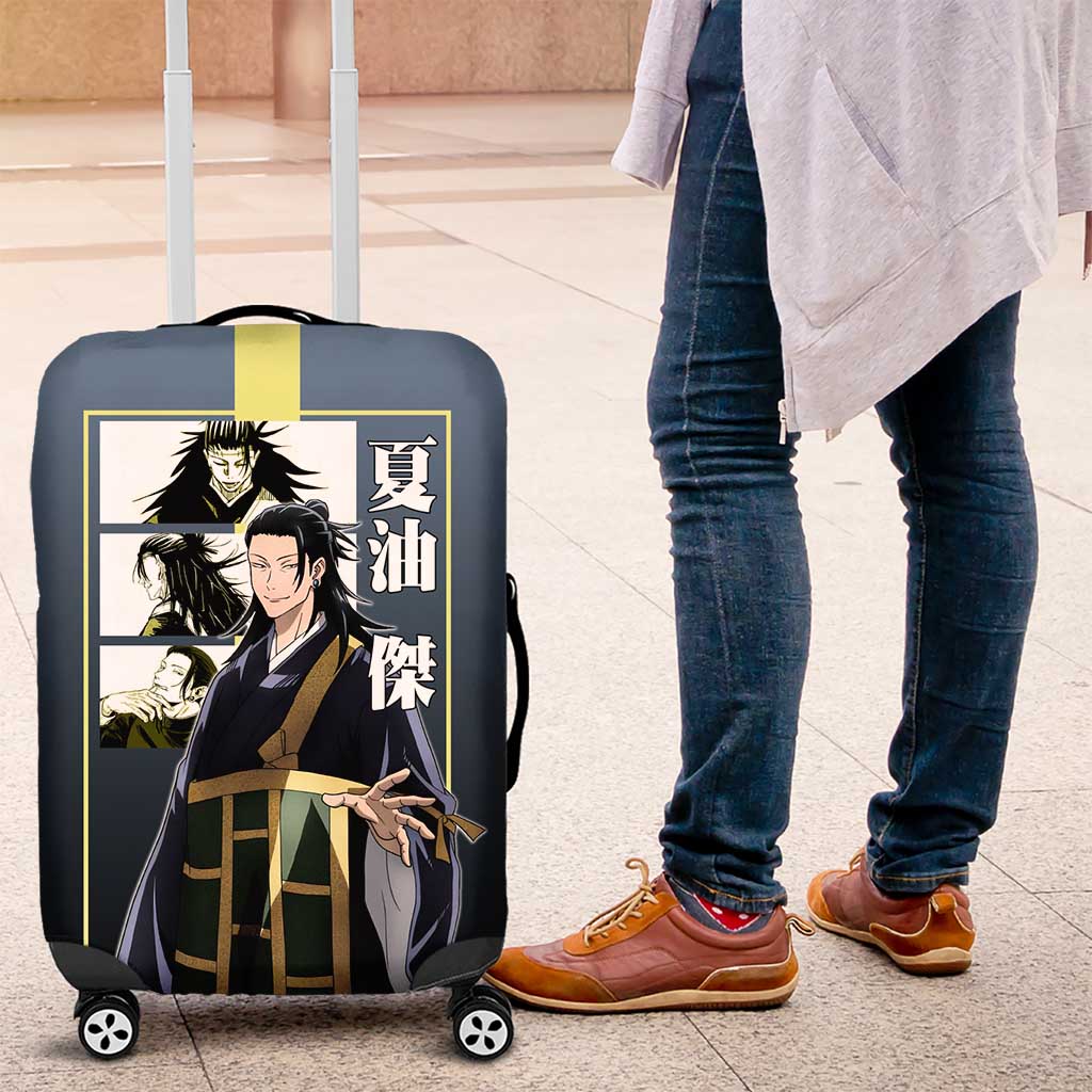 Suguru Geto from Jujutsu Kaisen Luggage Cover with Yellow and Blue Background and Multiple Poses Design - The Mazicc