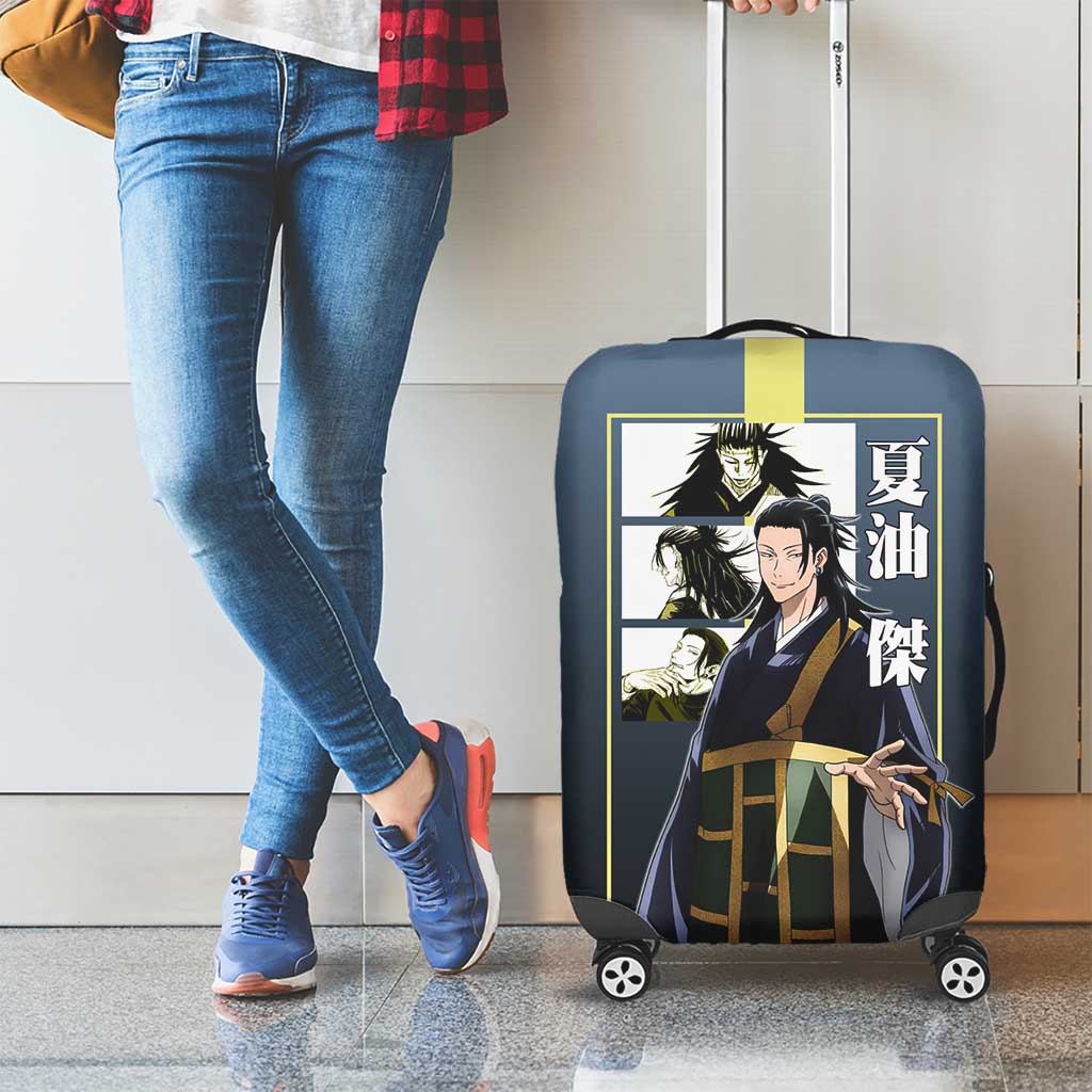 Suguru Geto from Jujutsu Kaisen Luggage Cover with Yellow and Blue Background and Multiple Poses Design - The Mazicc