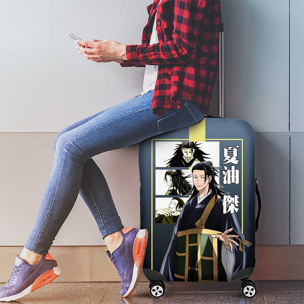 Suguru Geto from Jujutsu Kaisen Luggage Cover with Yellow and Blue Background and Multiple Poses Design - The Mazicc