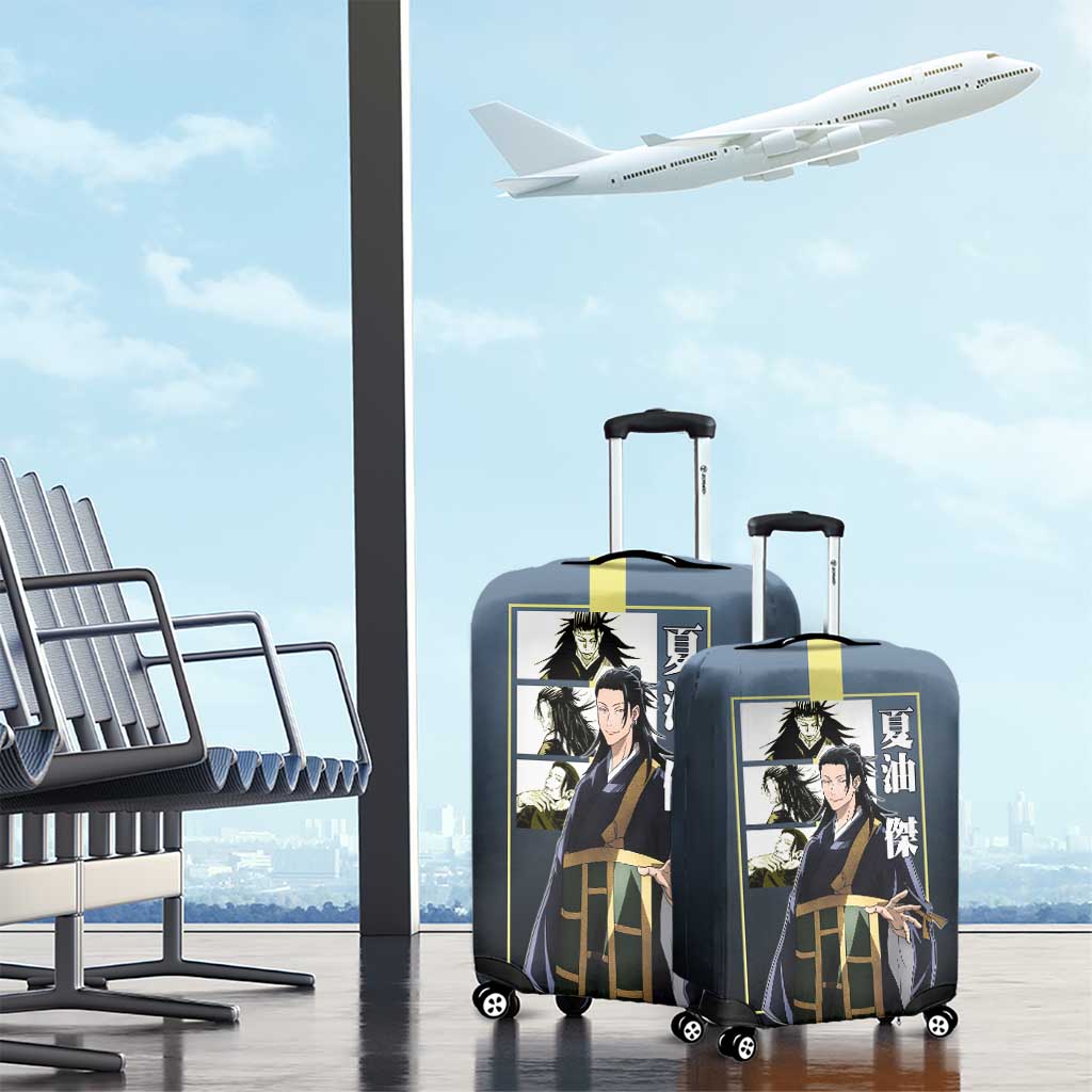 Suguru Geto from Jujutsu Kaisen Luggage Cover with Yellow and Blue Background and Multiple Poses Design - The Mazicc